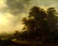 Jan de Lagoor - A Woody Landscape with a Stag Hunt